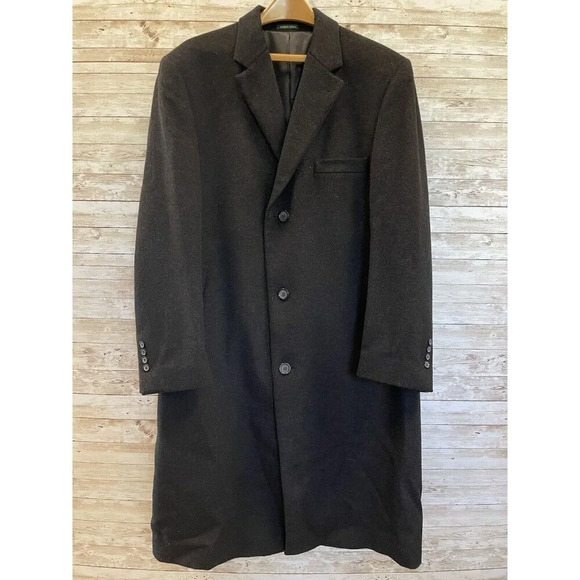Lauren‎ Ralph Lauren Womens 44R Overcoat Black Wool Cashmere Blend Long Jacket - Picture 1 of 10